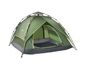 Outsunny 3 Person Camping Tent, Instant Pop Up Tent, Dome Tent with Sewn-in Groundsheet, 2 in 1 Double Layers for Camping, Hiking, Backpacking, Green Green