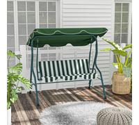 Outsunny 3-Person Garden Swing Chair W/ Adjustable Canopy In Green Green