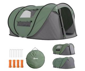 Outsunny 3 Person Pop-up Camping Tent w/Ground Sheet 4 Windows | Family Dome Tent, Portable, Carry Bag, for Beach Outdoor Trip