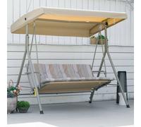 Outsunny 3 Person Porch Swing Chair Outdoor Lounge Bench Canopy Light Brown
