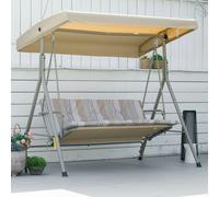 Outsunny 3 Person Porch Swing Chair Outdoor Lounge Bench Canopy Light Brown