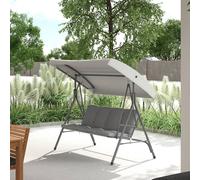 Outsunny 3 Person Porch Swing Chair Outdoor Lounge Bench Canopy Light Grey, Grey