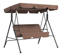 Outsunny 3-Person Porch Swing Chair with Adjustable Canopy - Brown
