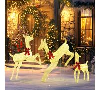 Outsunny 3-piece 300 Led Light Lighted Christmas Reindeer Family Decoration, White