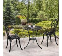 Outsunny 3 Piece Bistro Set, Aluminium Garden Furniture With Umbrella Hole