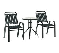 Outsunny 3 Piece Bistro Set, Outdoor Patio Table & Stackable Chairs with Tempered Glass Top, Space Saving Garden Furniture, Charcoal Grey Aosom UK
