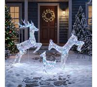 Outsunny 3-Piece Christmas Lighted Reindeer Family Set For Outdoor
