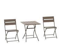 OUTSUNNY 3 PCS Foldable Garden Bistro Set Folding Table & Chairs Set, Grey Outsunny Grey