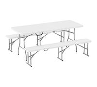 Outsunny 3 Piece 6ft Portable Folding Picnic Table and Bench Set White, none
