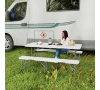 Outsunny 3 Piece Folding Picnic Table and Bench Set with Handles, White