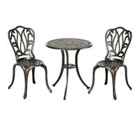 OUTSUNNY 3 Piece Patio Bistro Set Outdoor Table Set with Umbrella Hole in Bronze Outsunny Bronze