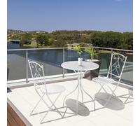 Outsunny 3 Piece Garden Bistro Set w/ Mosaic Top for Patio, Balcony, Poolside - White - Metal, Ceramic Tile - 61cm x 61cm x 76.5cm