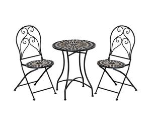 Outsunny 3 Piece Garden Bistro Set with Coffee Table and 2 Folding Chairs