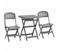Outsunny 3 Piece Garden Bistro Set With Foldable Design Garden Camping Coffee Table And Chairs Furniture Set - Grey