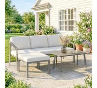 Outsunny 3 Piece Garden Dining Set, Outdoor Patio Furniture, Grey - Not applicable - 178.0 cm - Metal, Polyester, Sponge, PP Cotton