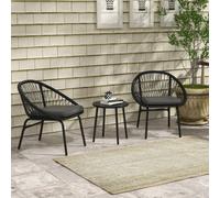 Outsunny 3 Piece Garden Furniture Set, Bistro Set w/ 2 Chairs & 1 Coffee Table