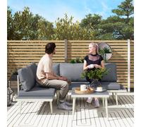 Outsunny 3 Piece Garden Furniture Set With 5-Level Adjustable Lounger, Grey