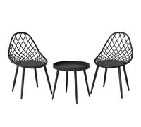 Outsunny 3-Piece Outdoor Bistro Set with 2 Chairs and Round Table for Garden, Balcony, Porch, Black