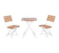 Outsunny 3 Piece Patio Bistro Set Folding Outdoor Chairs And Table Set Pine Wood Frame For Poolside Garden Natural