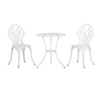 Outsunny 3 Piece Bistro Set, Aluminium Garden Furniture with Umbrella Hole