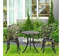 Outsunny 3 Piece Patio Bistro Set Outdoor Table Set With Umbrella Hole In Bronze Bronze