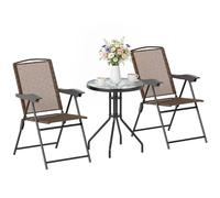 Outsunny 3 Piece Patio Furniture Bistro Set Adjustable Backrest In Brown Brown