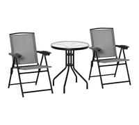 Outsunny 3 Piece Patio Furniture Bistro Set Adjustable Backrest In Grey Grey