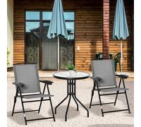 OUTSUNNY 3 Piece Patio Furniture Bistro Set Adjustable Backrest in Grey Outsunny Grey