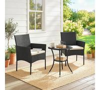 Outsunny 3 Piece Rattan Bistro Set with 2 Tier Glass-Top Table, Chairs - Cream, Cream