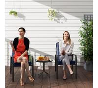 Outsunny 3-Piece Patio Bistro Set, 5-Position Adjustable Recliner Garden Chairs and Tempered Glass Table, Garden Furniture Set with Cushions, High Back, Armrests, Metal Frame for Balcony Patio, Blue B