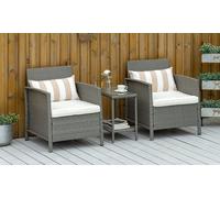 Outsunny 3-Piece Outdoor Rattan Sofa Set with Coffee Table, Light Grey Rattan & Beige Cushions (860-086)