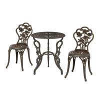 OUTSUNNY 3 Pieces Bistro Set Furniture Garden Balcony Table 2 Chairs Brown in Bronze Outsunny Bronze