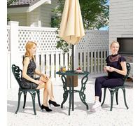 Outsunny 3 Pieces Bistro Set Furniture Garden Balcony Table 2 Chairs Green