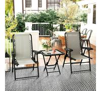 Outsunny 3 Pieces Folding Garden Bistro Set with Cup Holders, Cream White