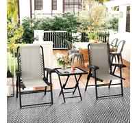 OUTSUNNY 3 Pieces Folding Garden Bistro Set with Cup Holders, Cream White Outsunny Cream