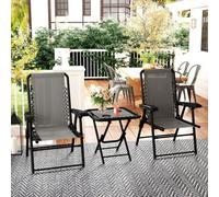 Outsunny 3 Pieces Folding Garden Bistro Set with Cup Holders, Dark Grey