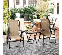 Outsunny 3 Pieces Folding Garden Bistro Set With Cup Holders, Khaki Khaki
