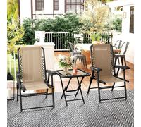 3 Pieces Folding Garden Bistro Set with Cup Holders, Khaki Outsunny Light Brown One Size