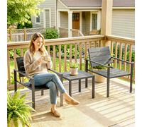 Outsunny 3 Pieces Garden Bistro Set for 2, Outdoor Bistro Table and Chairs - Dark Grey - 3 - Outdoor Bistro Set