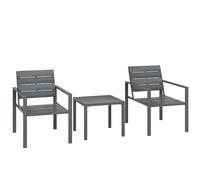 Outsunny 3 Pieces Garden Bistro Set for 2, Outdoor Bistro Table and Chairs with Metal Frame, Plastic Patio Furniture Set