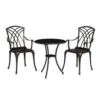 Outsunny 3 Pieces Garden Dining Set for 2, Outdoor Dining Set with 2 Armchairs and Round Dining Table with Parasol Hole, Bronze Tone