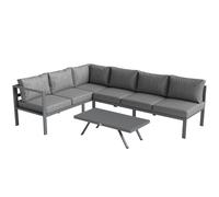 Outsunny 3 Pieces Garden Furniture Set, Aluminium Corner Lounge Set with Adjustable Backrest and Coffee Table