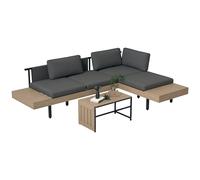 Outsunny 3-Piece L Shape Garden Sofa Set with HDPE Table Cushions for Poolside