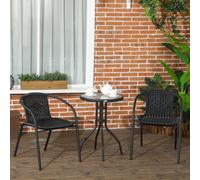 Outsunny 3 Pieces Garden Furniture Set With 2 Stackable Chairs, Black
