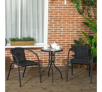 Outsunny 3 Pieces Garden Furniture Set with 2 Stackable Chairs, Black