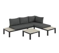 Outsunny 3 Pieces Garden Furniture Sets, Aluminium Outdoor Corner Sofa Set with 2 Loveseat and Coffee Table with Cushions for Garden, Dark Grey