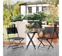 Outsunny 3 Pieces Outdoor Bistro Set, Glass Top Table and Chairs, Black