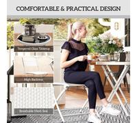 Outsunny 3 Pieces Outdoor Bistro Set, Glass Top Table and Chairs, White
