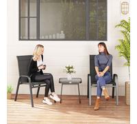 Outsunny 3PCs Bistro Set With Breathable Mesh Fabric Stackable Chairs - Grey/Black - Black | TJ Hughes Light Grey