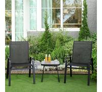 OUTSUNNY 3 Pieces Outdoor Bistro Set with 2 Armchairs & SPC Board Table Top in Black Outsunny Black